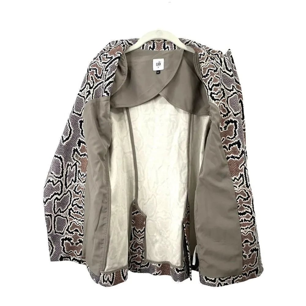 CAbi #3733 Python Blazer Snake‎ Print Tan Gray Jacket Sz 6 corpcore animal print